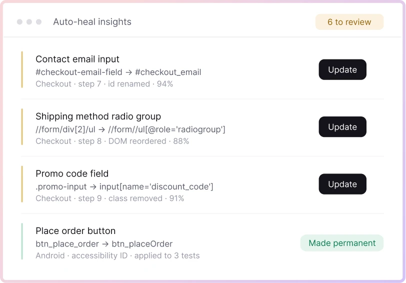 Auto-Heal Insights & Human Review Auto-Heal Insights & Human Review
