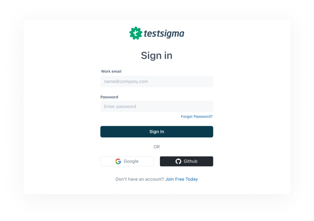 Testsigma - Create an account Testsigma - Create an account