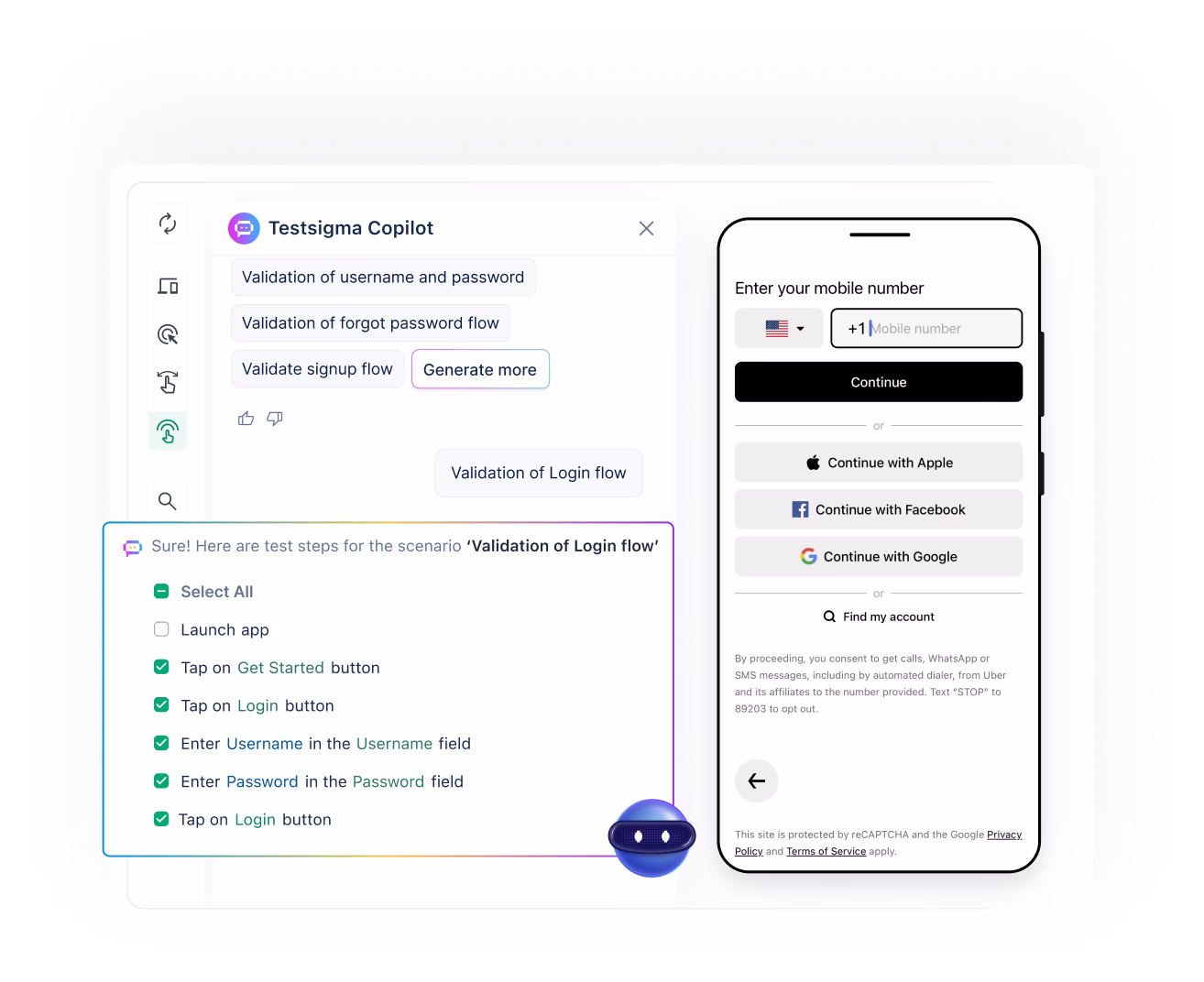 Generate codeless AI-powered tests in seconds from any source