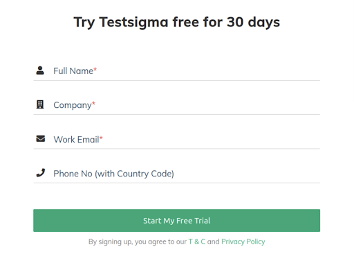 Testsigma - Signup