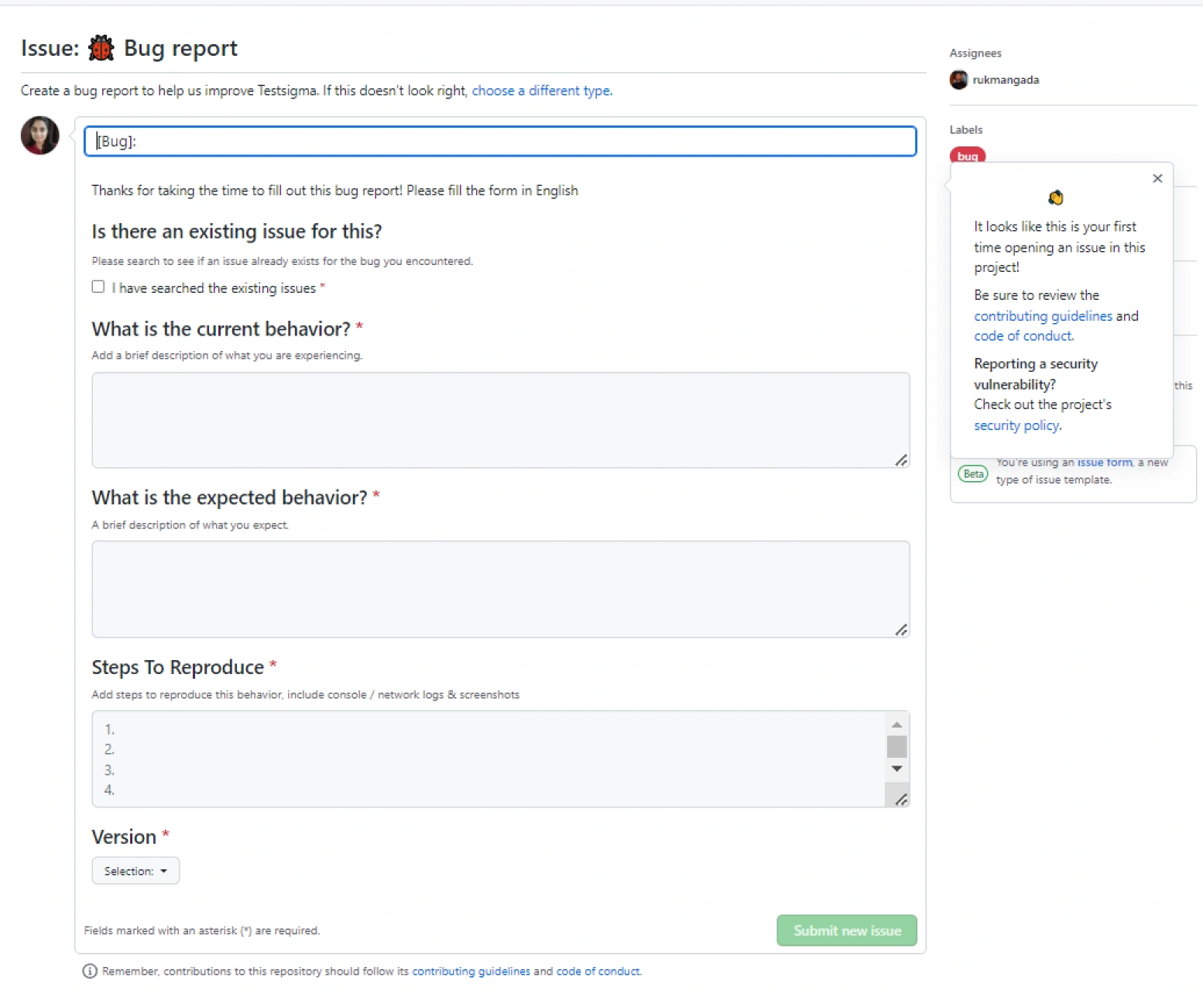 bug report