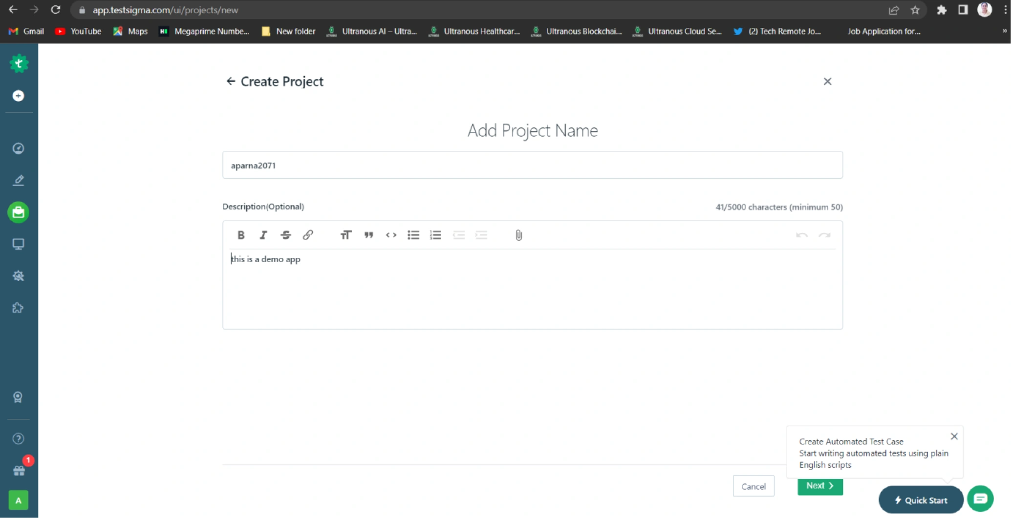 create project
