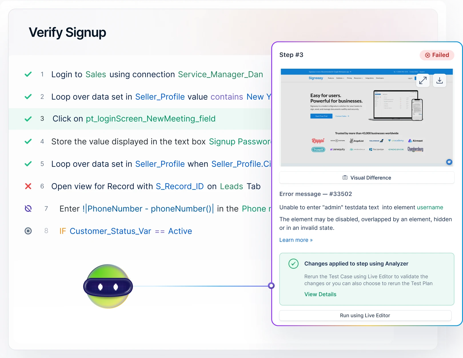 Detailed Reporting with Visual Diffs
