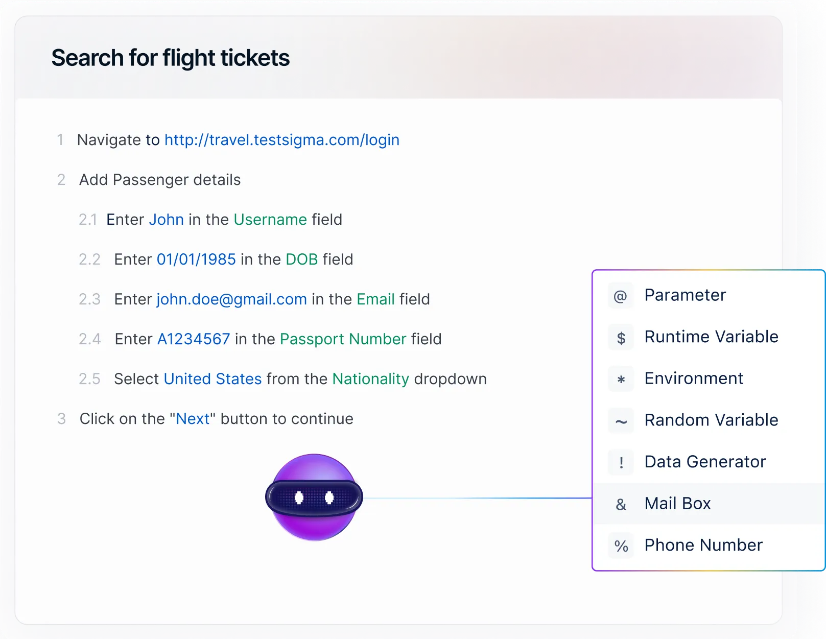 Handle complex testing logic without code