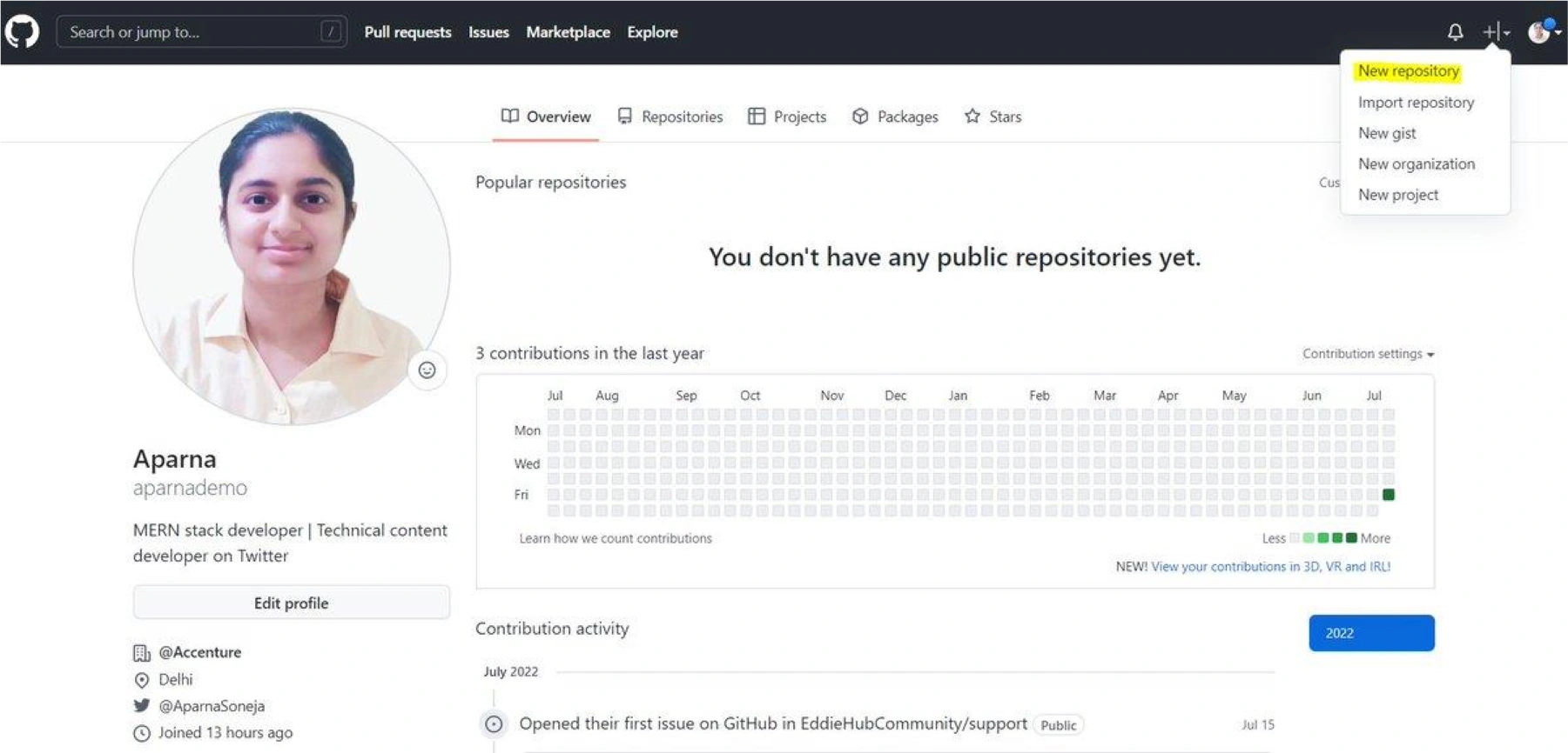 click new repository