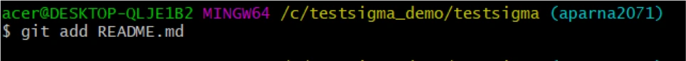 command to stage the changes