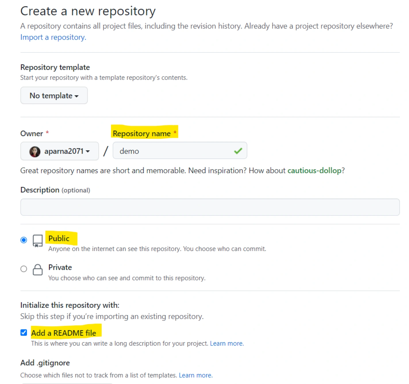 create a new repository