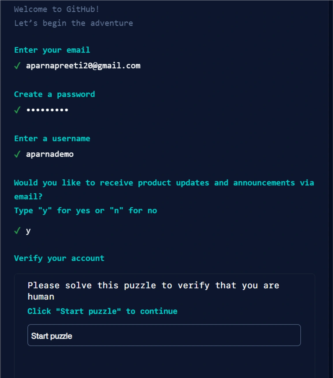 create an account