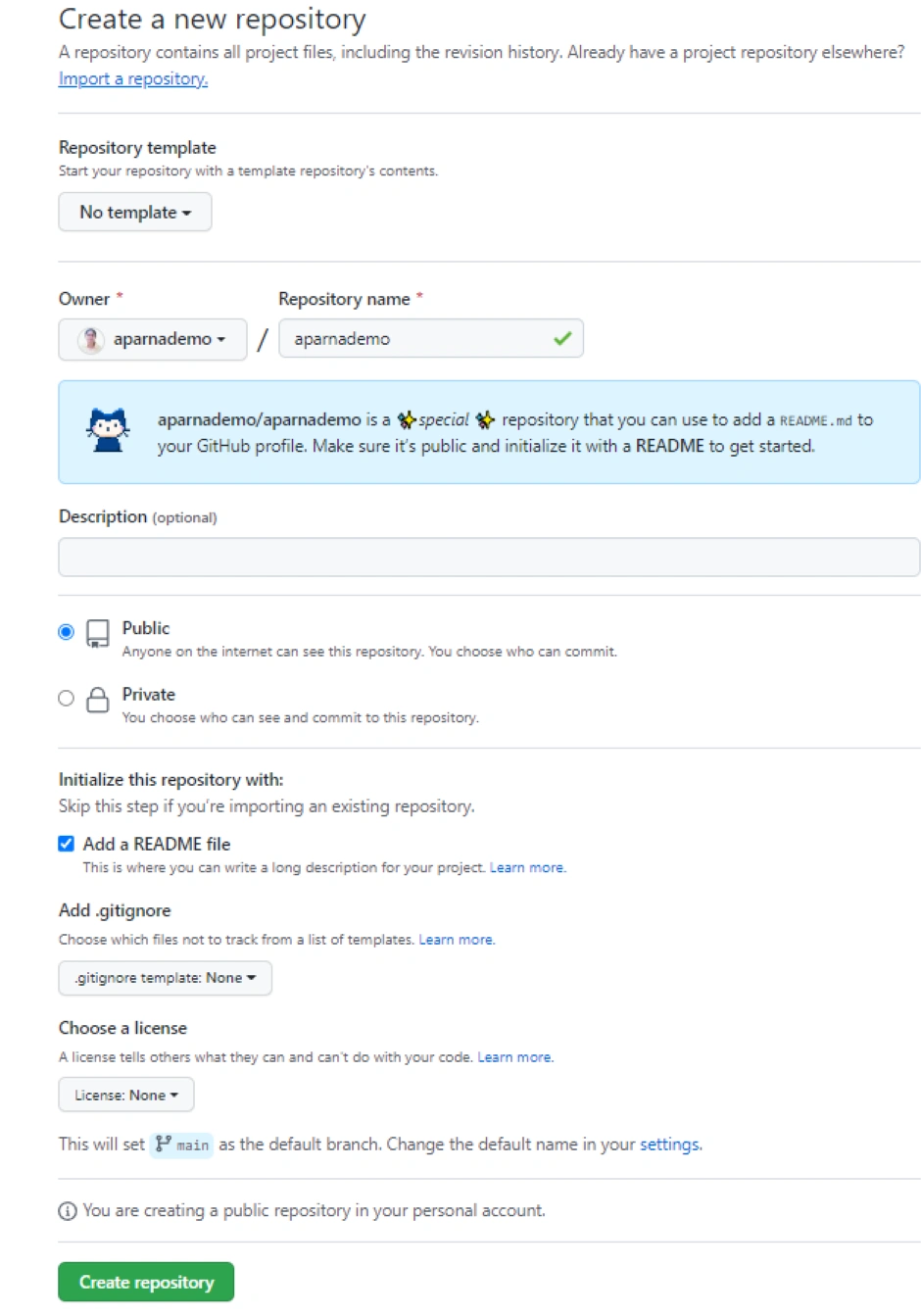 create new repository
