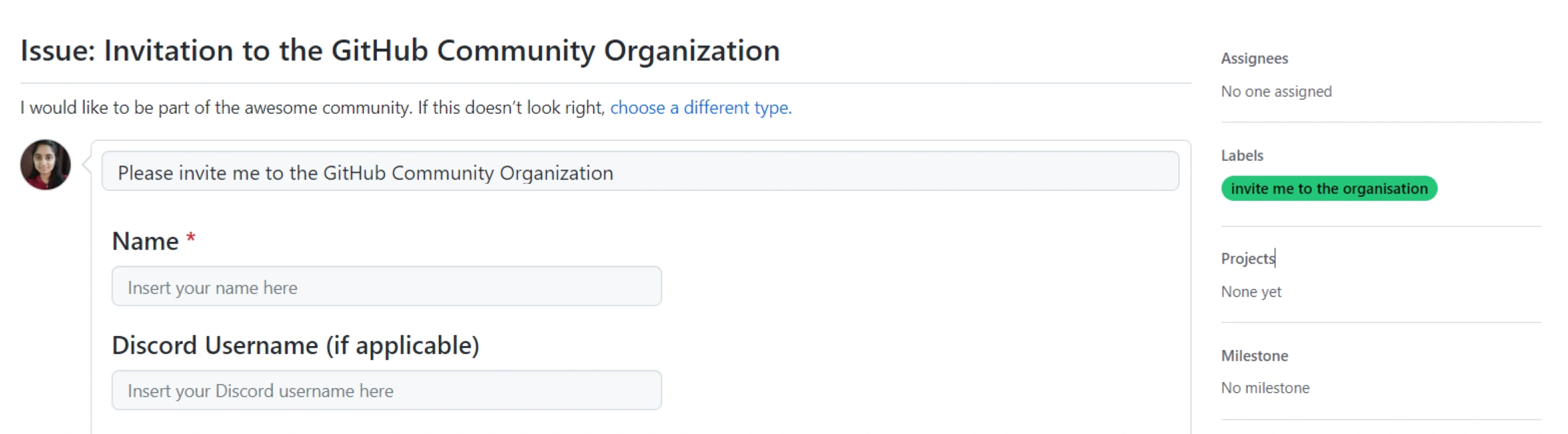 invitation to the github community organisation