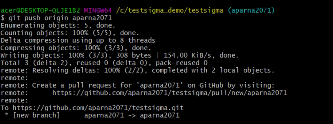 push the changes from local machine to your github repository