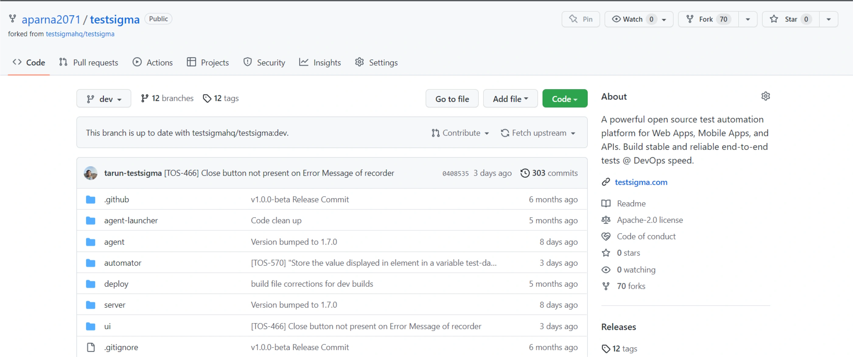 testsigma repository created