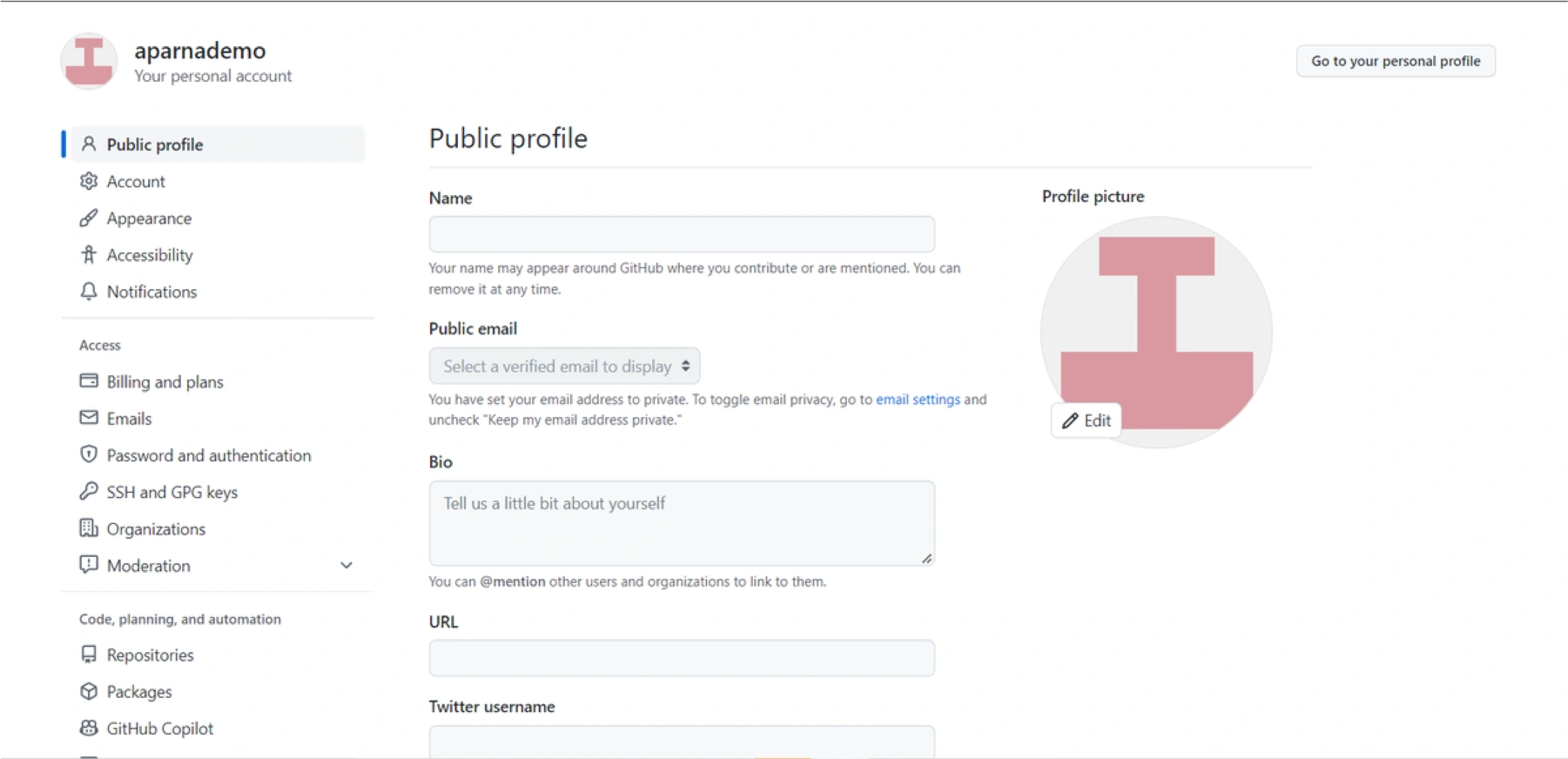 update your profile info