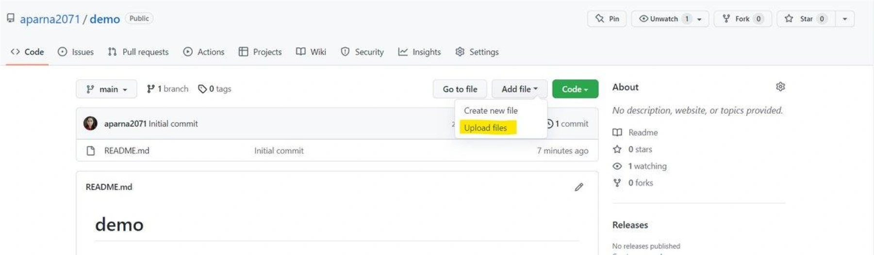 upload files to repository