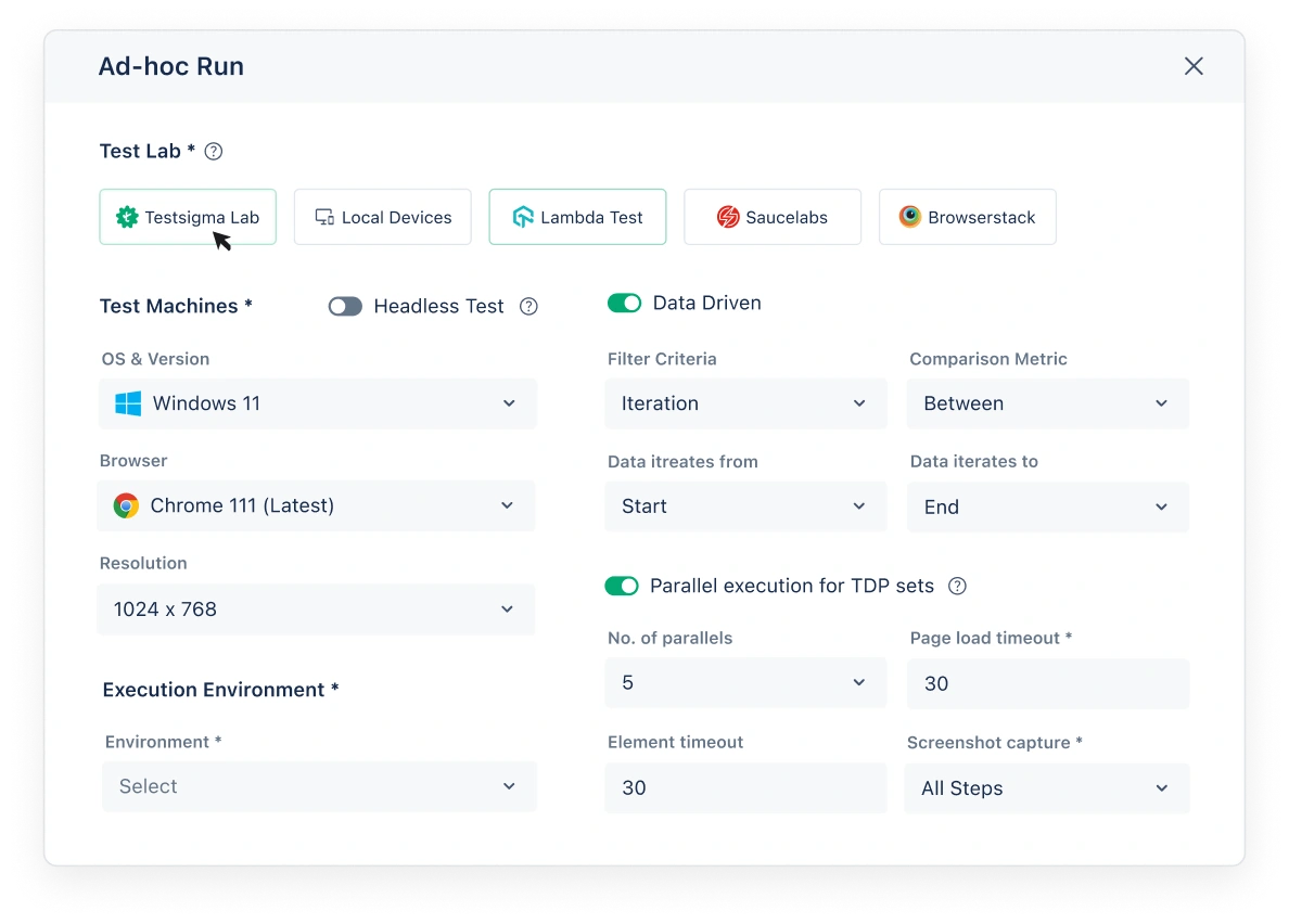 Testsigma Cross Browser Testing  edit test plan