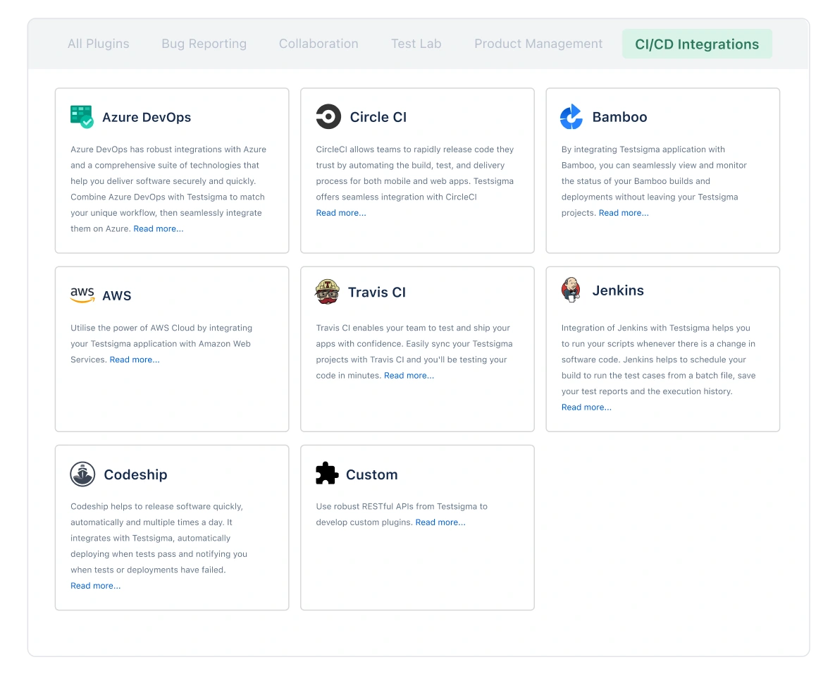 Testsigma integrations