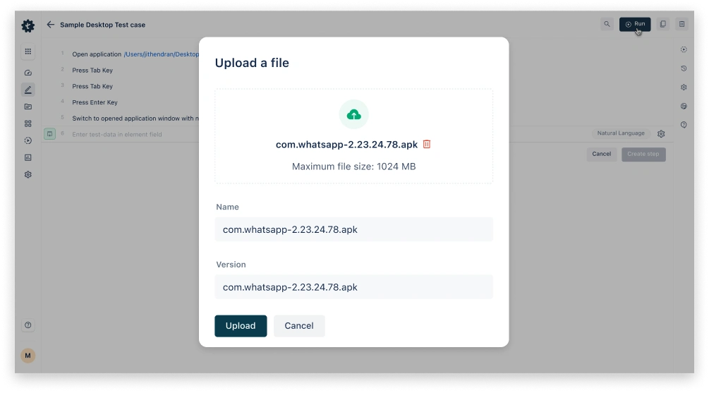 Upload the Application APK File Upload the Application APK File