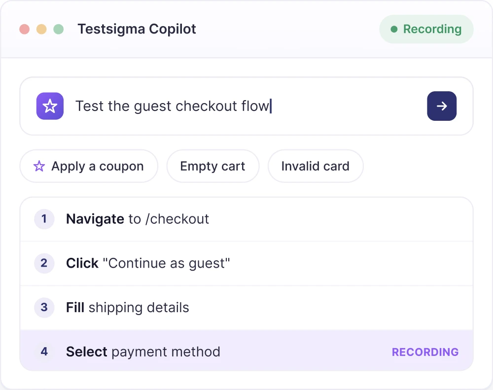 Author and record in Testsigma Copilot