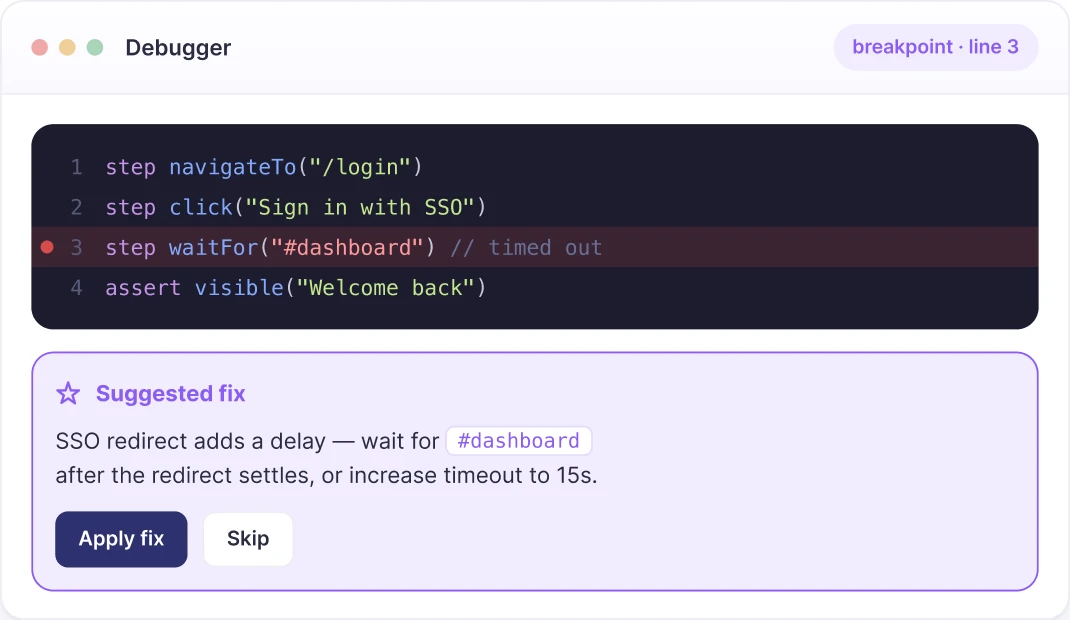 Debug and fix tests inside Copilot