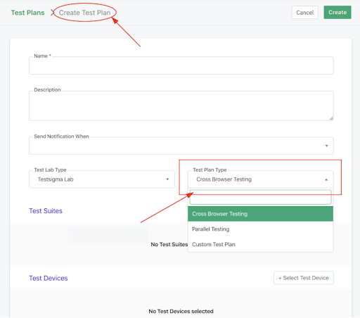 Testsigma - Create Test Plan